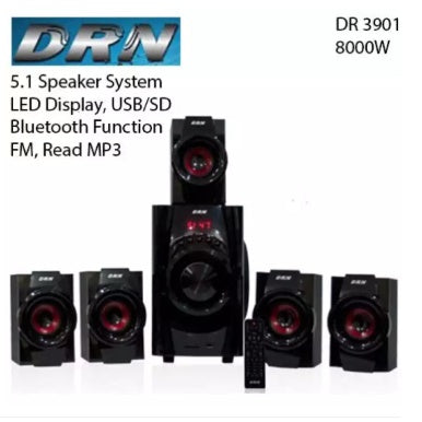 DRN Dr 3901 5.1 Speaker led Display, Usb/sd, Fm, Bluetooth, Mp3, Woofer